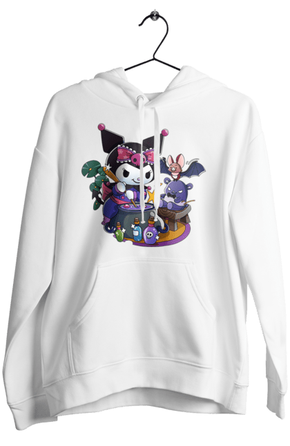 Women`s hoodie with prints Hello Kitty Kuromi. Anime, character, hello kitty, kuromi, my melody, sanrio. 2070702