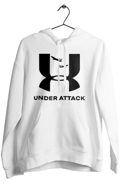 Жіноче худі з принтом "Under Attack black". Андер армор, бренди, гумор, приколи, прикольні, ундер армор. 2070702