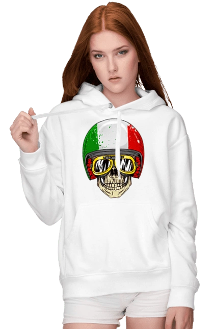 Skull in a motorcycle helmet