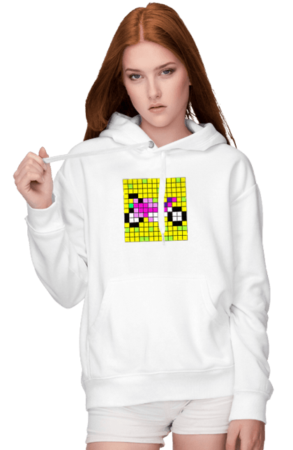 Women`s hoodie with prints Pixel Bike. Bike, bright, color, motorcycle, pixel. 2070702