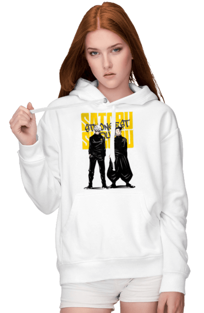 Women's hoodie with prints Jujutsu Kaisen Gojo and Geto. Anime, dark fantasy, geto, gojo, jujutsu kaisen, magic battle, manga, mystic, suguru geto. 2070702