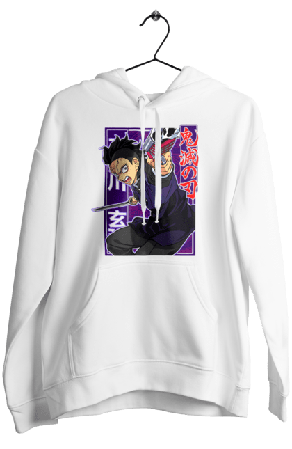 Women's hoodie with prints Demon Slayer Genya Shinazugawa. Anime, demon slayer, genya, genya shinazugawa, kimetsu no yaiba, manga, аниме, истребитель демонов, манга. 2070702