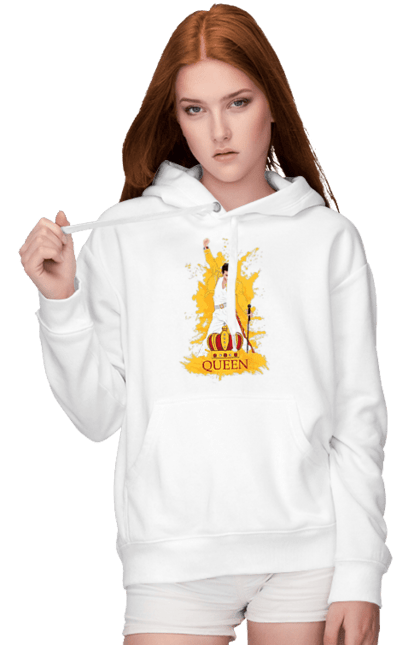 Women's hoodie with prints Freddie Mercury. Freddie mercury, lettering, music, queen, rock, rock band. 2070702