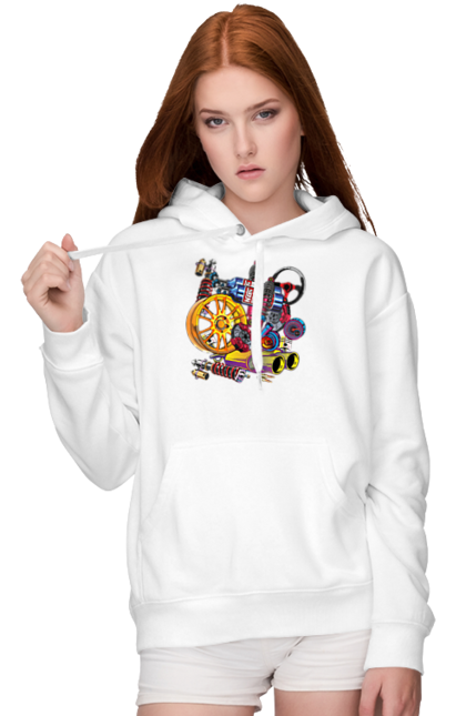 Women`s hoodie with prints Carparts. Auto parts, car, carparts, drive, drug, machine, race. 2070702