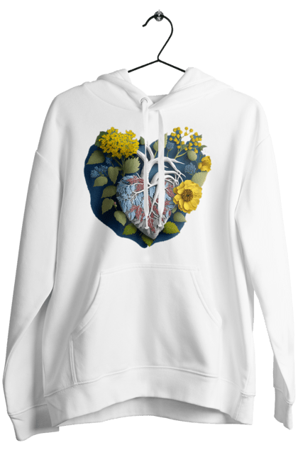 Жіноче худі з принтом "Серце квіти". Люблю україну, перемога україни, серце, символи україни, соняшник, традиції україни, україна. 2070702