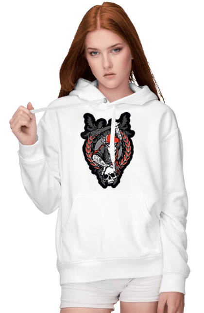 Women's hoodie with prints Skeleton with a bat. Bit, bones, cap, gang, nails, scull, skeleton, tattoo, teeth. 2070702