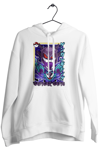 Women's hoodie with prints Pokemon Gengar. Anime, fushigibana, games, gengar, nintendo, pokemon, pokemon go. 2070702