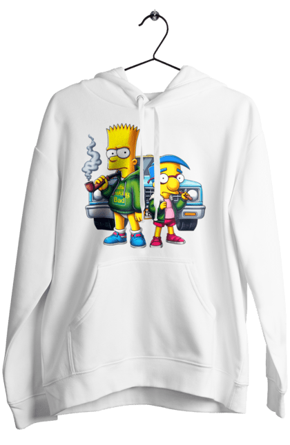 Women's hoodie with prints Bart Breaking Bad. Bart, breaking bad, cartoon, character, laboratory, milhouse, serial, simpson, simpsons. 2070702