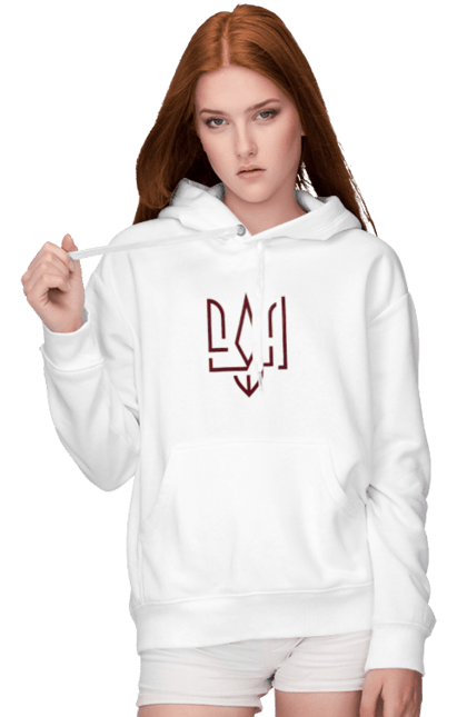 Жіноче худі з принтом "Тризуб мінімалізм". Герб, герб україни, патріотичне, україна, українська символіка, українське. 2070702