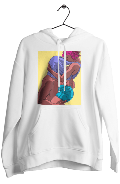 Women`s hoodie with prints Man Under The T-Shirt In Girls. Boobs, passion. 2070702
