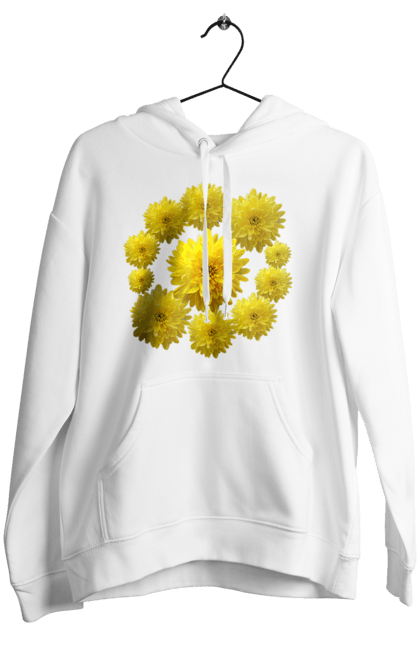 Жіноче худі з принтом "Хризантеми жовті". Квіти, літо, подарунок, природа, рослини, хризантеми. futbolka.stylus.ua