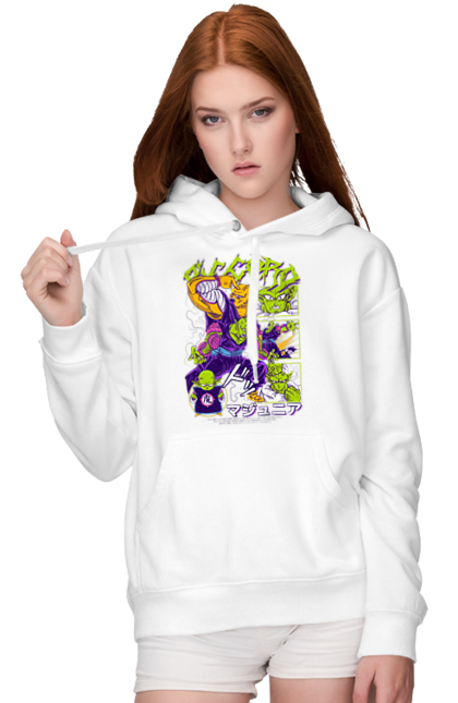 Women's hoodie with prints Dragon Ball Piccolo Daimao. Anime, dragon ball, goku, manga, piccolo, piccolo daimao, tv series, vegeta. 2070702