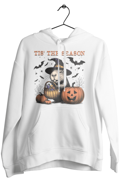 Women's hoodie with prints Capybara Halloween. Animal, capybara, ghost, halloween, holiday, moon, pumpkin, rodent, witch. 2070702