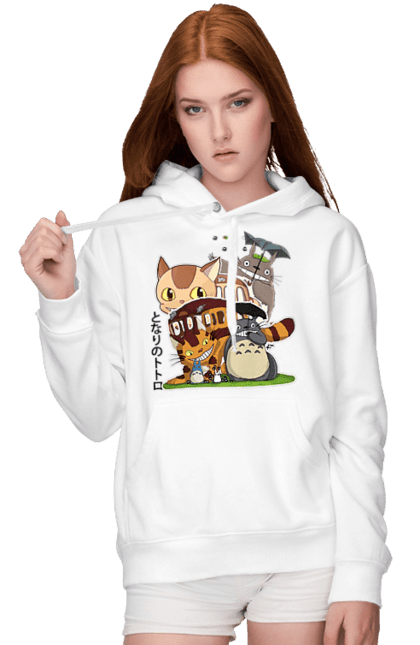 Women's hoodie with prints Totoro. Adventures, anime, comedy drama, fantasy, film, my neighbor totoro, tv series. 2070702