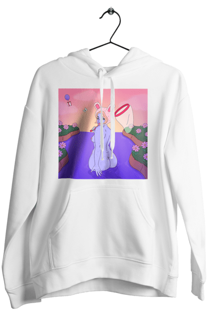 Women`s hoodie with prints Purple Girl On The Hunt. Girl, naked, net. 2070702