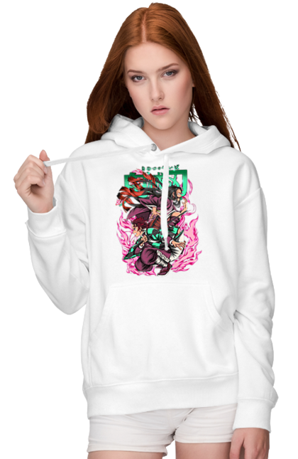 Women's hoodie with prints Demon Slayer Tanjiro. Anime, demon slayer, kamado tanjiro, manga, tanjiro. 2070702