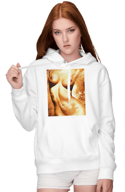 Women`s hoodie with prints Body beauty. Body beauty, breast, female body, women`s breasts. 2070702