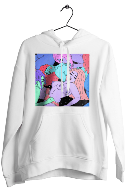 Женское худи с принтом Девушки Инопланетянки. Девушки, инопланетянки, космос, разноцветные. 2070702