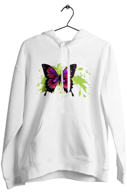 Women`s hoodie with prints Pink Butterfly. Butterfly. 2070702