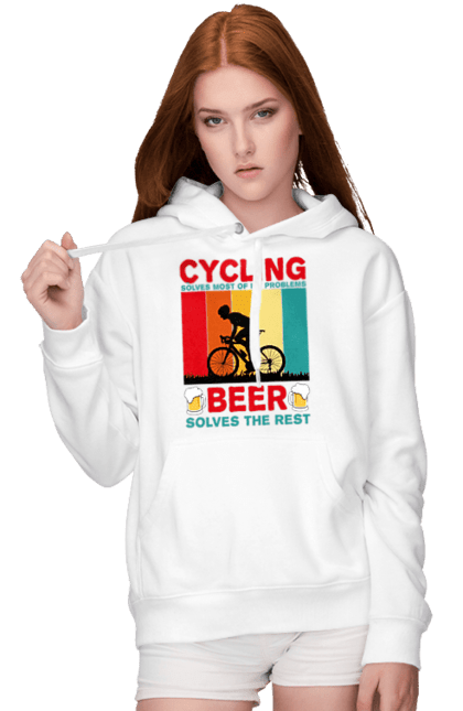Жіноче худі з принтом "Cycling Beer". Алкоголь, брутальні, велосипед, веселі, для спортсменів, літні, пиво, спорт, чоловічі. 2070702