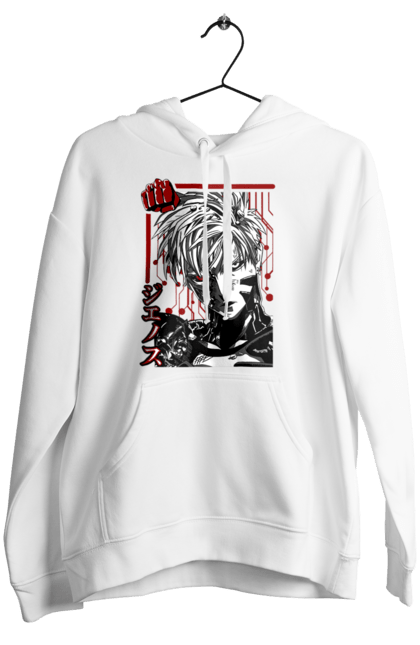 Women's hoodie with prints One Punch Man Genos. Anime, comedy, cyborg, demon, demon cyborg, genos, manga, one punch man, parody, superheroes. 2070702