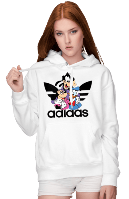 Жіноче худі з принтом "Adidas Міккі Маус". Adidas, mickey mouse, адідас, дісней, міккі, міккі маус, мультфільм. 2070702