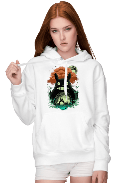 Women's hoodie with prints Totoro. Adventures, anime, comedy drama, fantasy, film, my neighbor totoro, tv series. 2070702