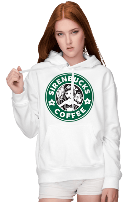 Жіноче худі з принтом "Starbucks Русалонька". Дісней, кава, логотип, русалонька, старбакс. CustomPrint.market