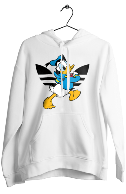 Женское худи с принтом Adidas Дональд Дак. Adidas, daisy duck, donald duck, адидас, дейзи дак, дональд дак, мультсериал, мультфильм. 2070702