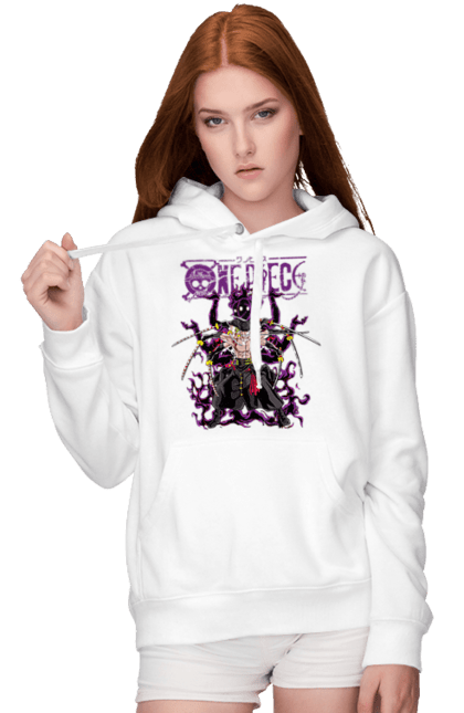 Women's hoodie with prints One Piece Zoro. Anime, manga, one piece, roronoa zoro, straw hat pirates, swordsman, zoro. 2070702