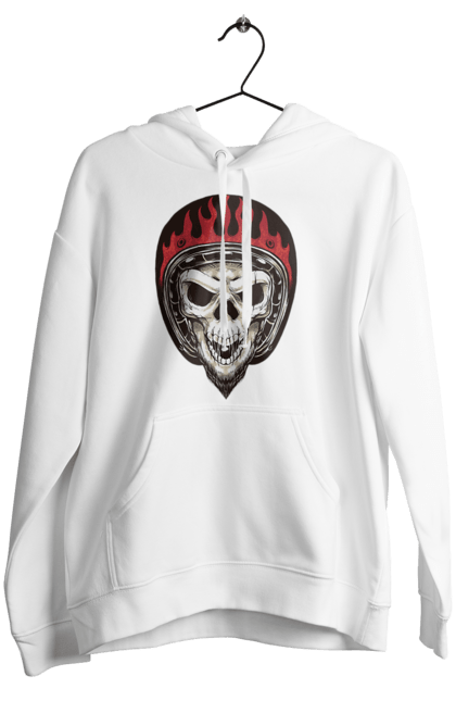 Жіноче худі з принтом "Череп в мотошоломі". Мото, скелет, череп, шолом. 2070702