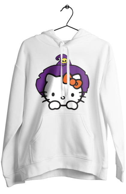 Жіноче худі з принтом "Хелло Кітті Хелловін". Halloween, hello kitty, witch, бренд, відьма, кіт, кошеня, персонаж, хелло кітті, хелловін. 2070702