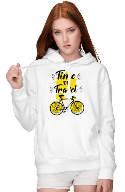 Жіноче худі з принтом "Час Подорожей, Велосипед". Велосипед, подорожувати, час. 2070702