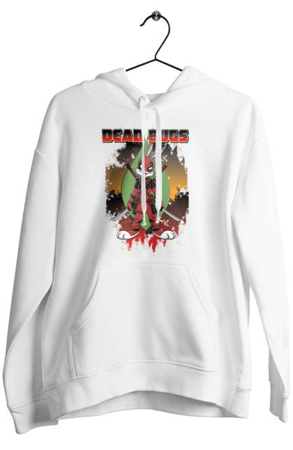 Women's hoodie with prints Bugs Bunny Deadpool. Bugs bunny, cartoon, deadpool, looney tunes, marvel, merrie melodies. 2070702