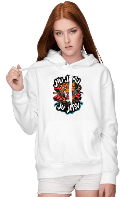 Women's hoodie with prints Jujutsu. Animal, japan, jiu jitsu, jujutsu, leopard, martial arts, ninja, samurai, sport. 2070702