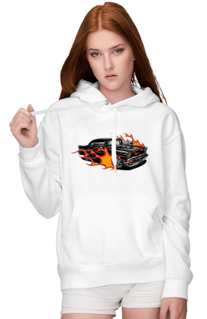 Women`s hoodie with prints Fire Machine. Car. 2070702