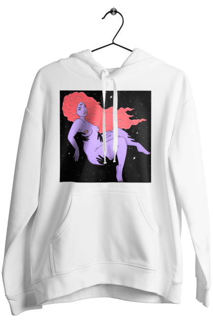 Women`s hoodie with prints Purple Girl In Black Dire. Girl, paw. 2070702