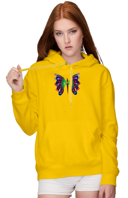 Жіноче худі з принтом "Казковий метелик 2". Print, бабочка, детский, дизайн, сказочный, фантастический, футболки, яркий. CustomPrint.market