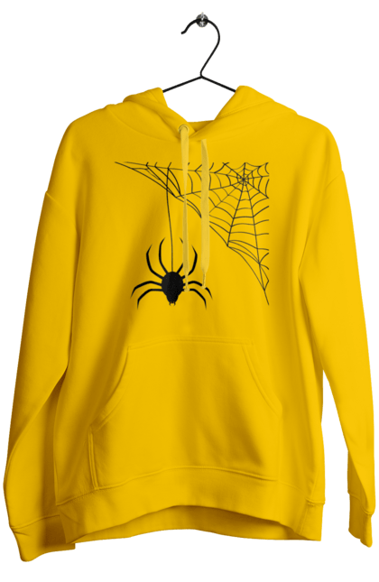 Жіноче худі з принтом "Павук". Павук, павук на павутині, павутиння, силует, хелловін. CustomPrint.market