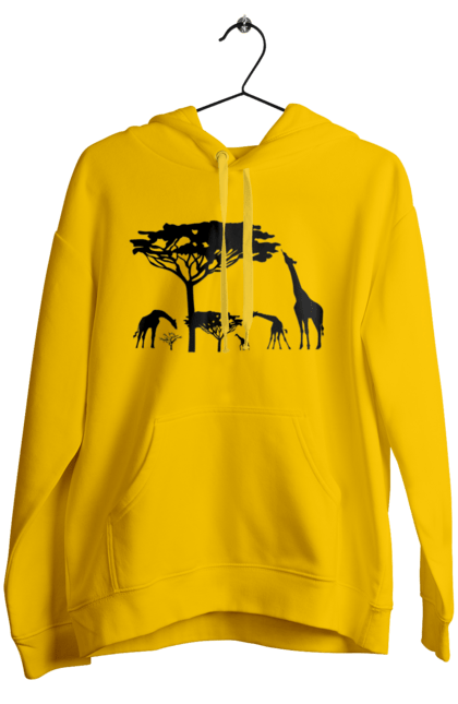 Жіноче худі з принтом "Жирафи І Дерева". Дерева, жираф, жирафа, тварини. CustomPrint.market