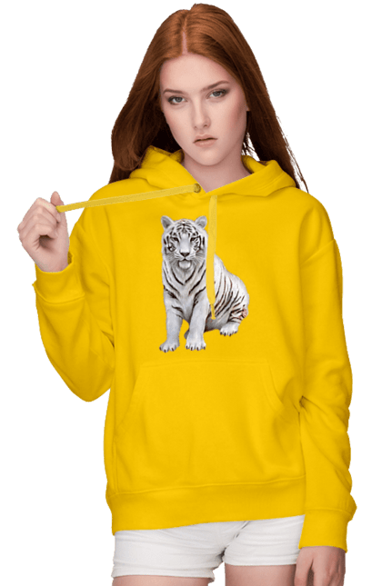Жіноче худі з принтом "Тигр". Білий, тварини, тигр. CustomPrint.market