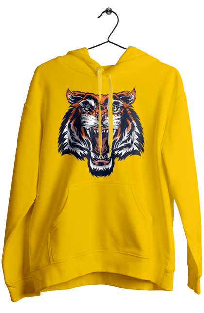 Жіноче худі з принтом "Сердитий оранжевий тигр". Голова тигра, джунглі, злий тигр, сердитий тигр, тигр. CustomPrint.market