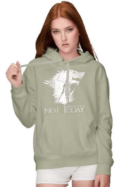 Women's hoodie with prints Game of Thrones Arya. Arya, game, got, not today, stark, starks, thrones, tv show, wolf, wolves. 2070702