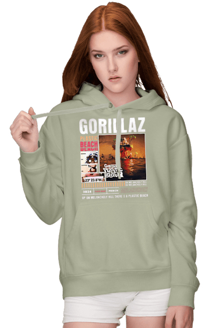 Women's hoodie with prints Gorillaz. Electronics, gorillaz, group, hip-hop, music, rock. 2070702