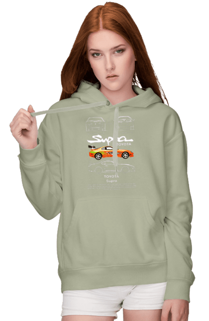 Women's hoodie with prints Toyota Supra. Automobile, car, japan, sport car, sports car, supra, toyota, toyota supra. 2070702