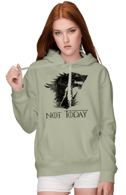 Women's hoodie with prints Game of Thrones Arya. Arya, game, got, not today, stark, starks, thrones, tv show, wolf, wolves. 2070702