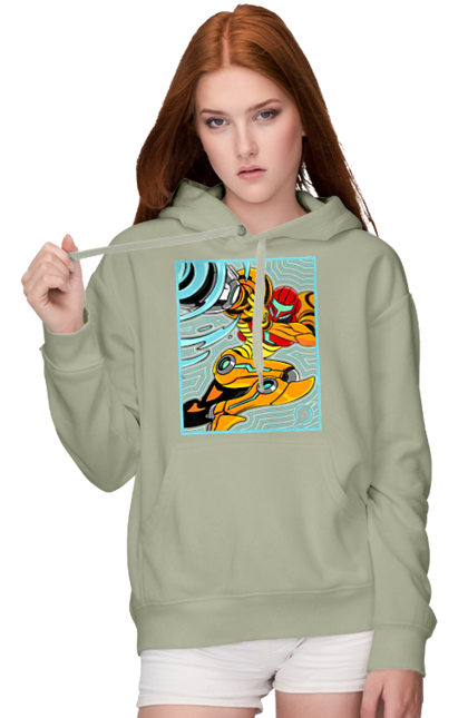 Women's hoodie with prints Metroid Samus Aran. Game, head hunter, heroine, metroid, power suit, samus aran, video game. 2070702