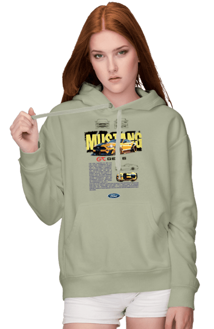 Women's hoodie with prints Ford Mustang Gen 6. Automobile, car, ford, gen 6, mustang, pony car. 2070702