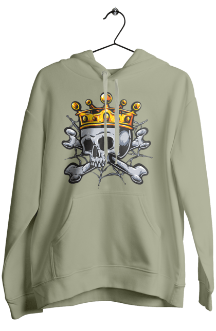 Women's hoodie with prints Skull with crown. Bones, crown, king, scull, teeth, web. 2070702