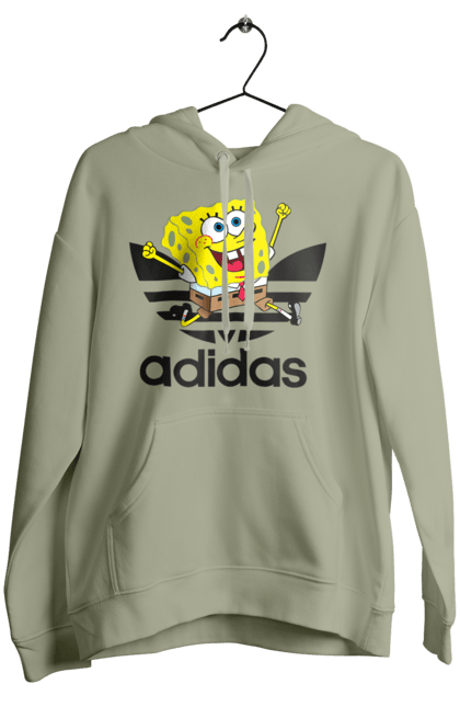 Женское худи с принтом Adidas Губка Боб. Adidas, spongebob, адидас, баскетбол, губка боб, мультик, мультсериал, мяч, спанч боб, спорт. 2070702